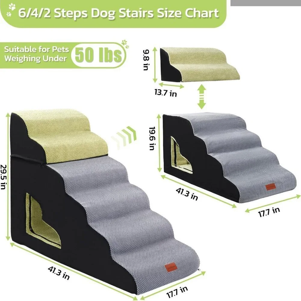 LOOBANI Dog Stairs for High Bed, 30 Inch Height 6 Steps